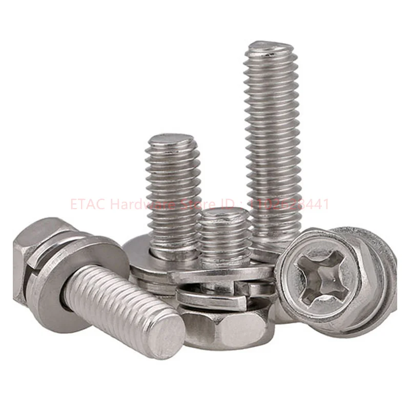 GB9074.13 304 Stainless Steel Cross Cavity Hex Screw+Spring Washer+Plain Gasket - Image 4