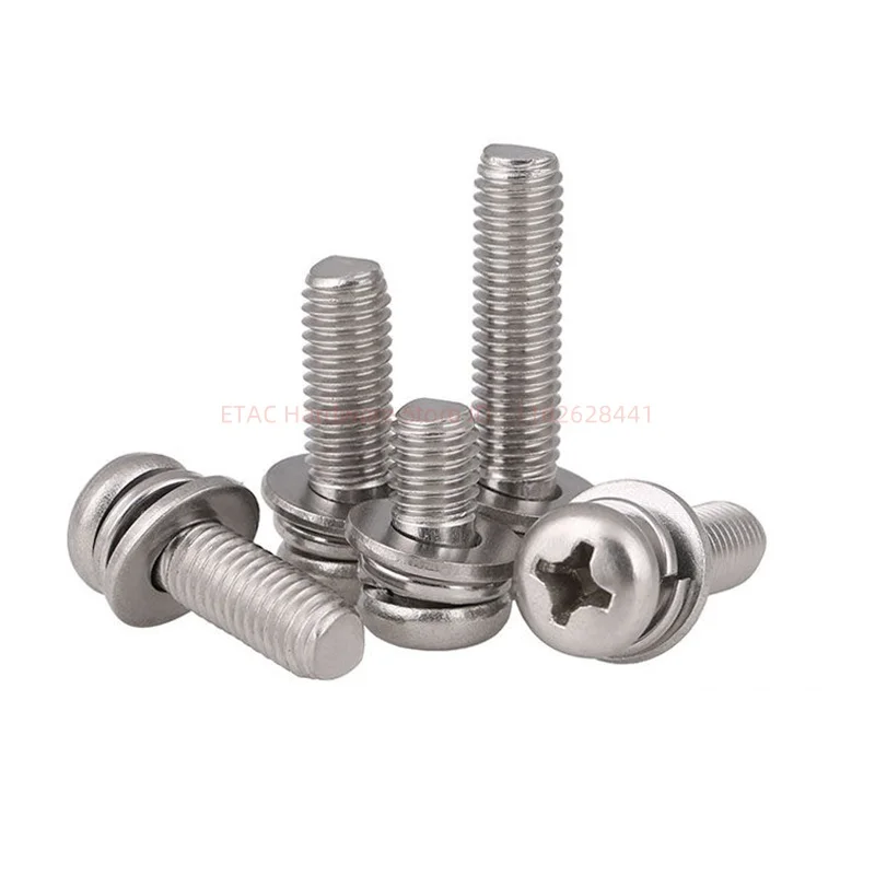 GB9074.8 304 Steel Phillips Cross Pan Round Head Screw Bolts Elastic Spacer Gasket Washer Sets 4-100mm Length M2 M2.5 M3 M4-M10 - Image 4