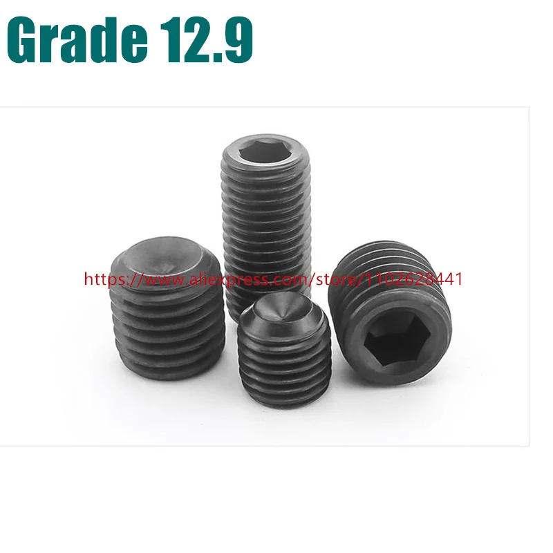 12.9 GRADE Carbon Steel Hex Socket Set Screw Hardness Headless Cup Point M1.6 M2 M2.5 M3 M4 M5 M6 - Image 3