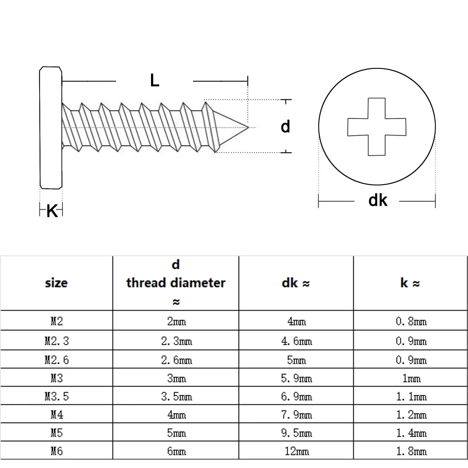 304 Stainless Steel Thin Cross Phillips Self Tapping Screw - Image 3