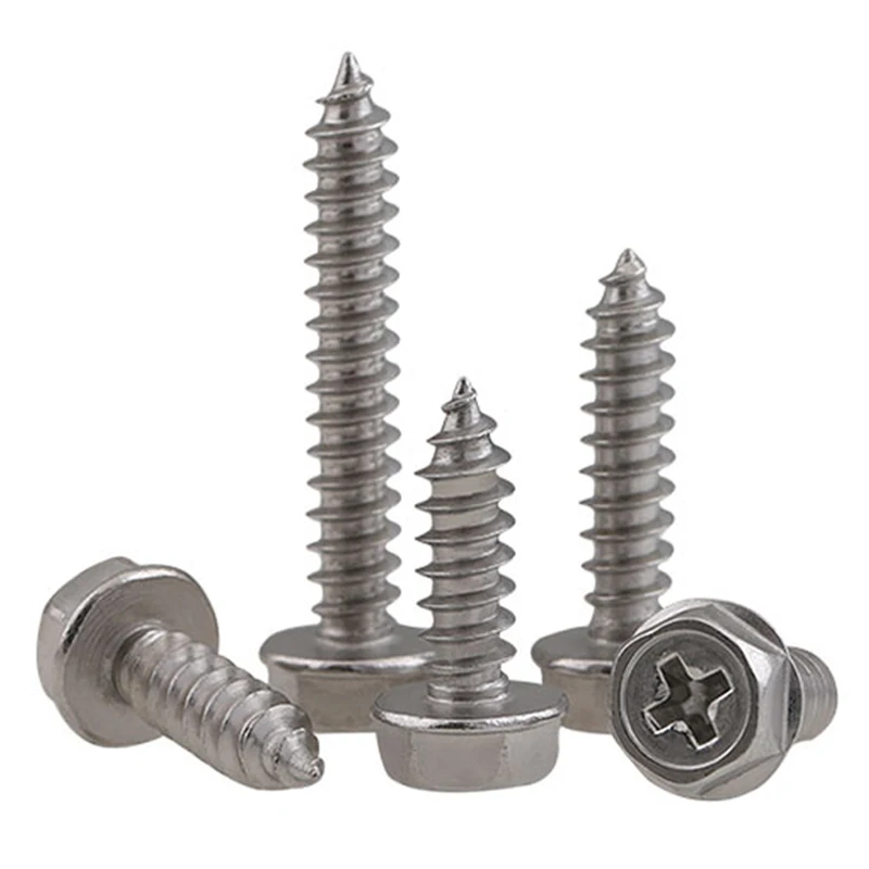304 Stainless Steel Cross Hex Flange Self Tapping Screw - Image 5