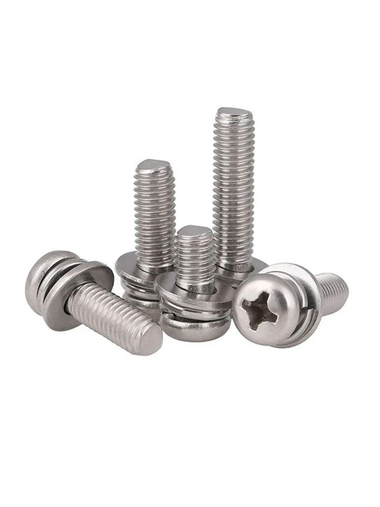 GB9074.8 304 Steel Phillips Cross Pan Round Head Screw Bolts Elastic Spacer Gasket Washer Sets 4-100mm Length M2 M2.5 M3 M4-M10 - Image 8