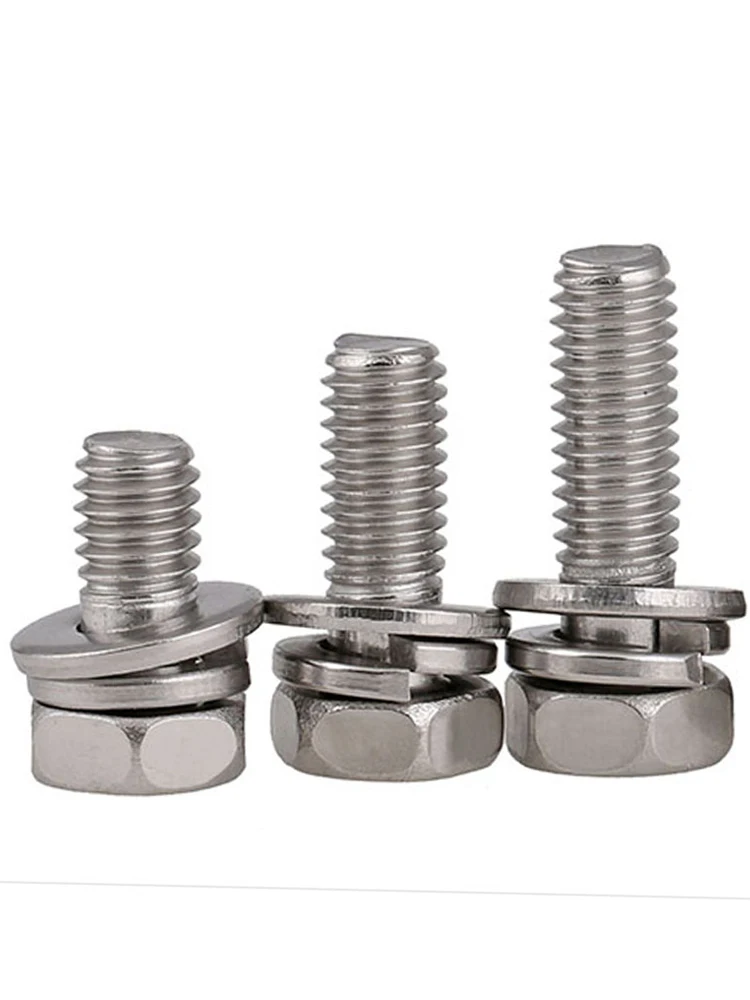 GB9074.13 304 Stainless Steel Cross Cavity Hex Screw+Spring Washer+Plain Gasket - Image 6