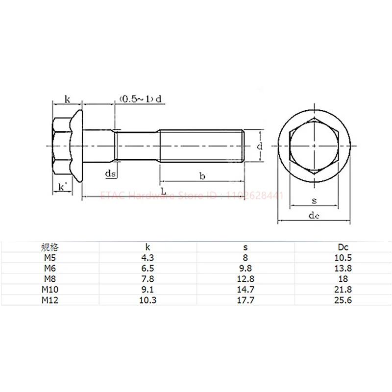 GB5789 304 Stainless Steel Concave Hexagonal Flange Bolt - Image 6