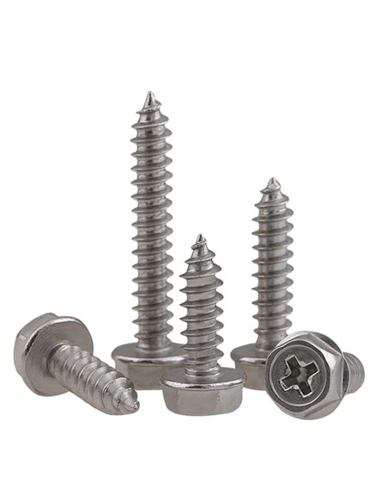 304 Stainless Steel Cross Hex Flange Self Tapping Screw - Image 6