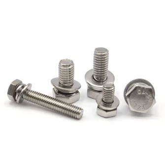 GB9074.17 304 Stainless Steel Hexagon Bolt + Spring Lock Washers + Plain Washer