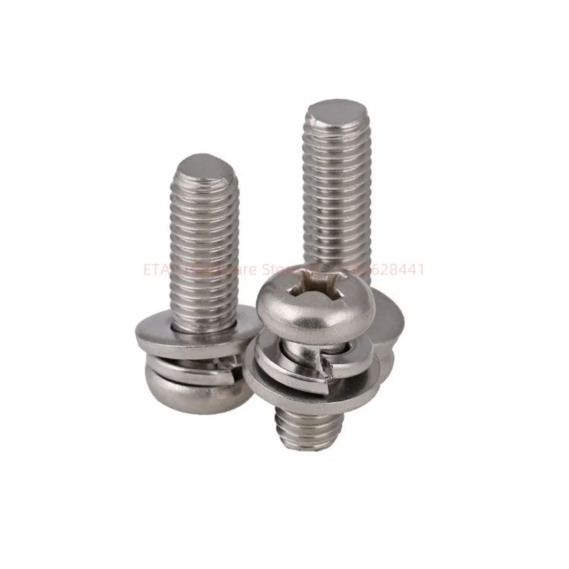 GB9074.8 304 Steel Phillips Cross Pan Round Head Screw Bolts Elastic Spacer Gasket Washer Sets 4-100mm Length M2 M2.5 M3 M4-M10 - Image 3