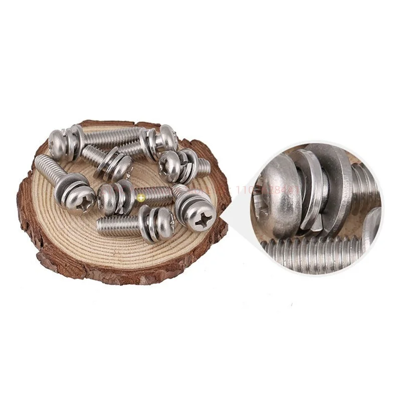 GB9074.8 304 Steel Phillips Cross Pan Round Head Screw Bolts Elastic Spacer Gasket Washer Sets 4-100mm Length M2 M2.5 M3 M4-M10 - Image 5