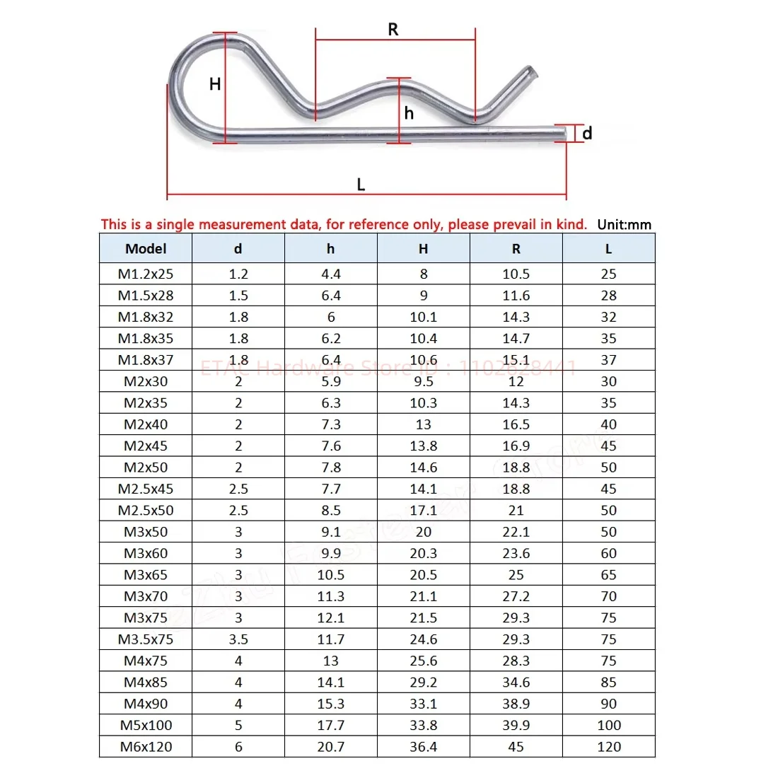 304 Stainless Steel R Shaped Spring Cotter Clip Pin - Image 6