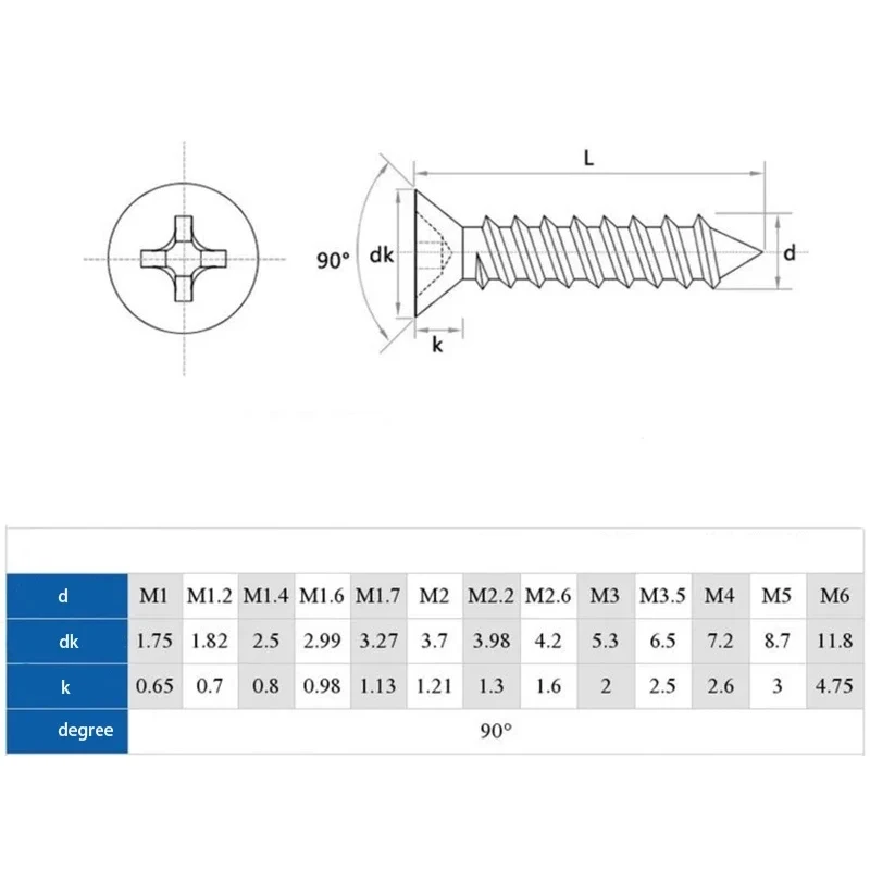 304 Stainless Steel CSK Cross Self-tapping Screw - Image 4