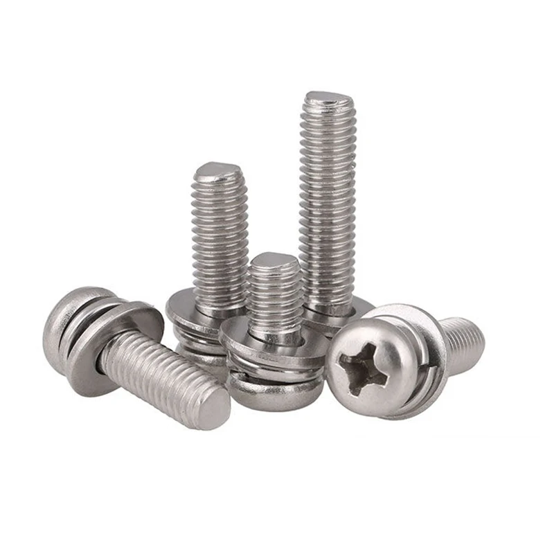 GB9074.8 304 Steel Phillips Cross Pan Round Head Screw Bolts Elastic Spacer Gasket Washer Sets 4-100mm Length M2 M2.5 M3 M4-M10 - Image 7