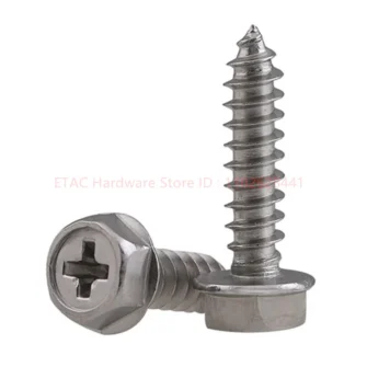 304 Stainless Steel Cross Hex Flange Self Tapping Screw
