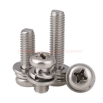 304 Stainless Steel Phillips Cross Screw Washer Spring Gaskets Sets