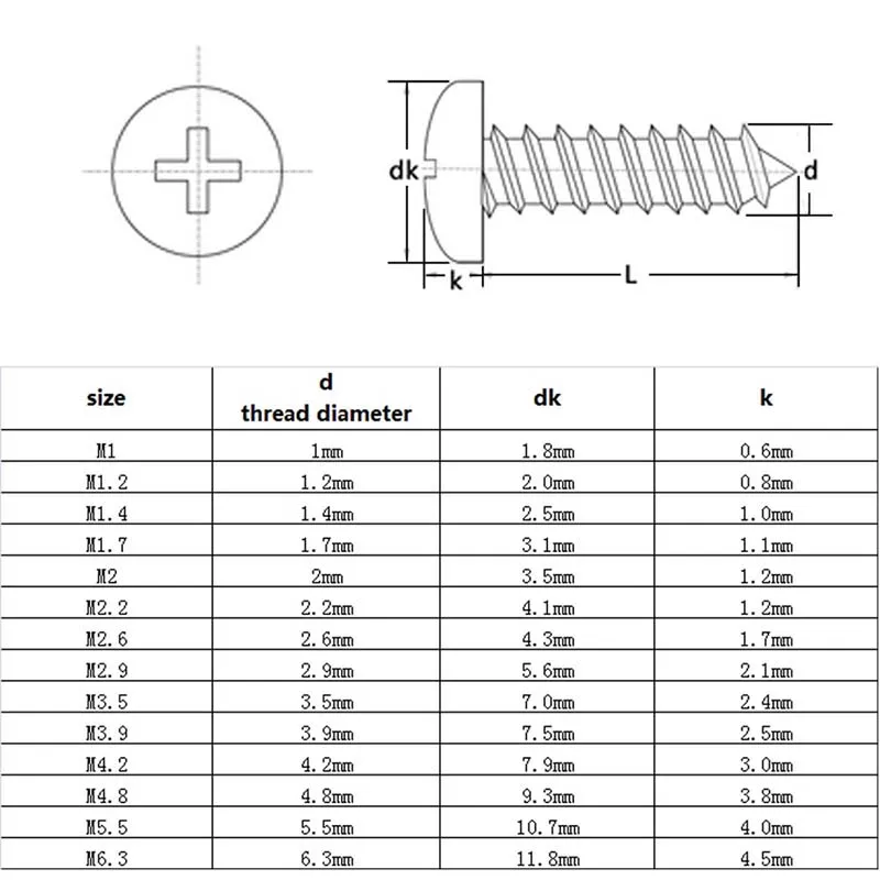 304 Stainless Steel Phillips Pan Round Head Self tapping Screw - Image 4