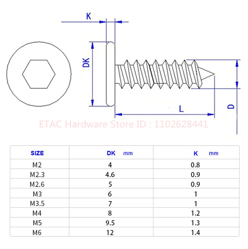 304 Stainless Steel Thin Hex Wafer Head Self Tapping Screw - Image 6
