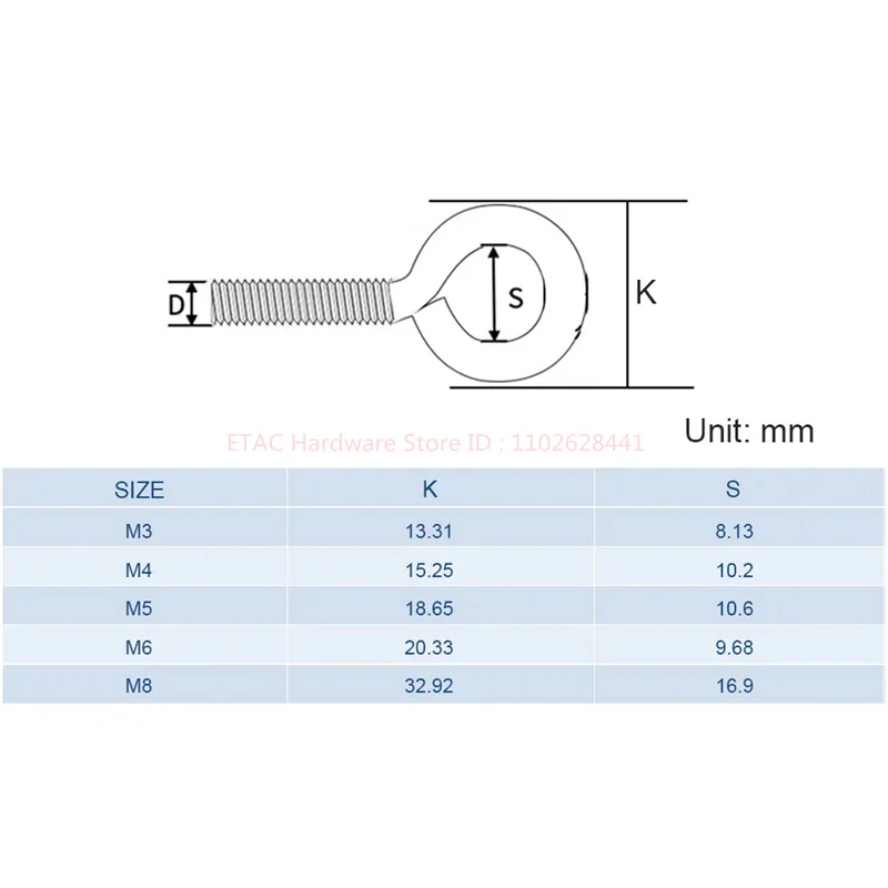 304 Stainless Steel Ring Screw Eyebolt - Image 6